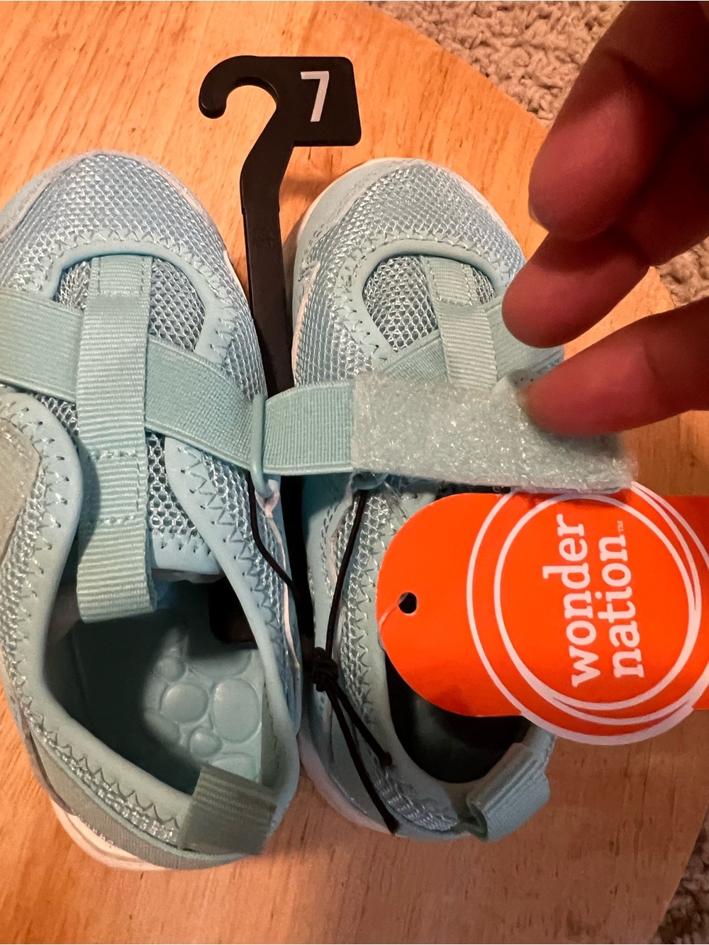 wonder nation Light Blue Hook-and-Loop Kids Sneakers